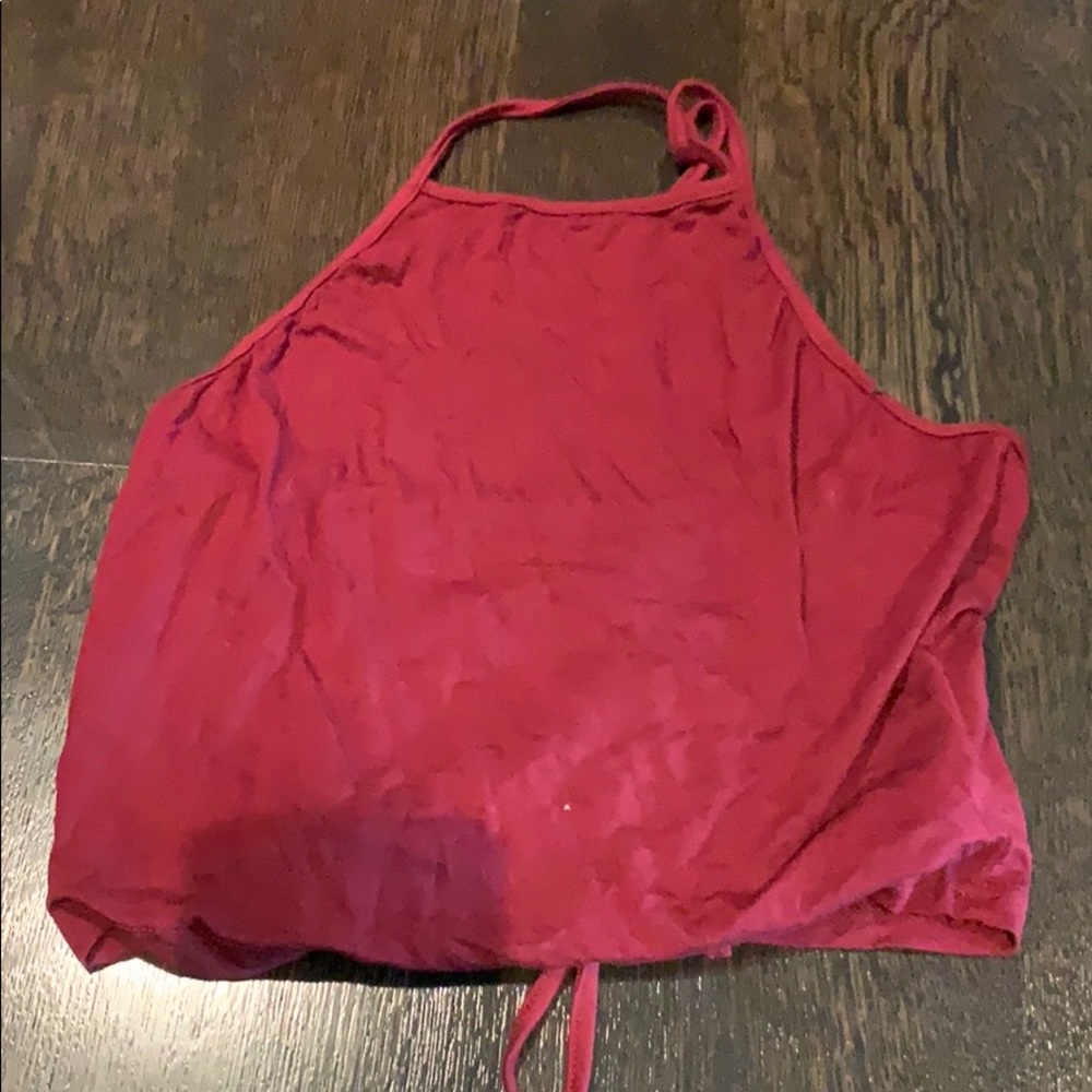 Red halter tank top